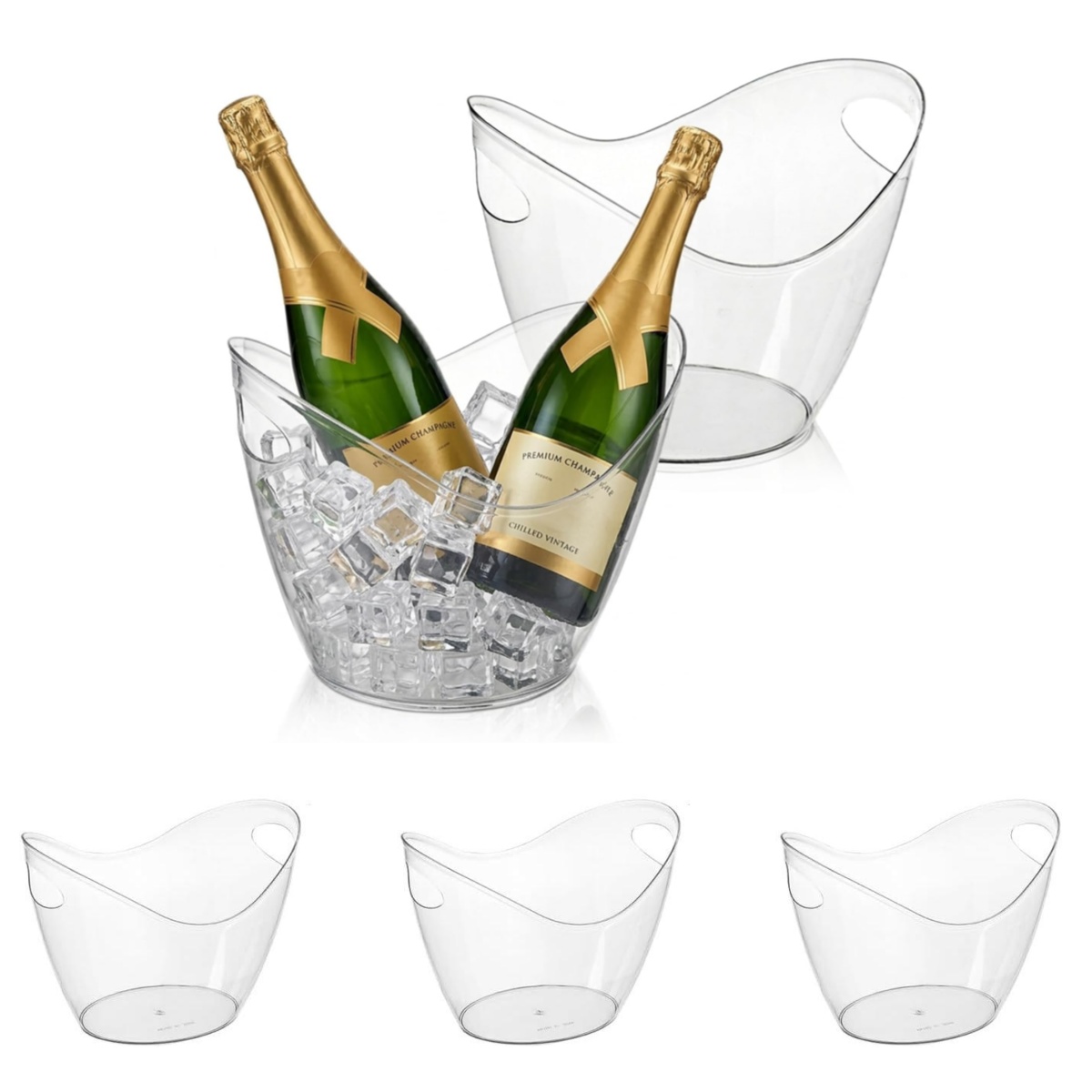 Wine Beer Champagne - 5'li PET Kırılamaz Buz Kovası Şarap