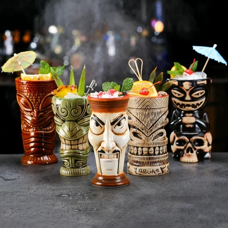 Is Wine And Beer Difference - Farklı Çeşitlerde Seramik Hawaii Tiki Kupaları