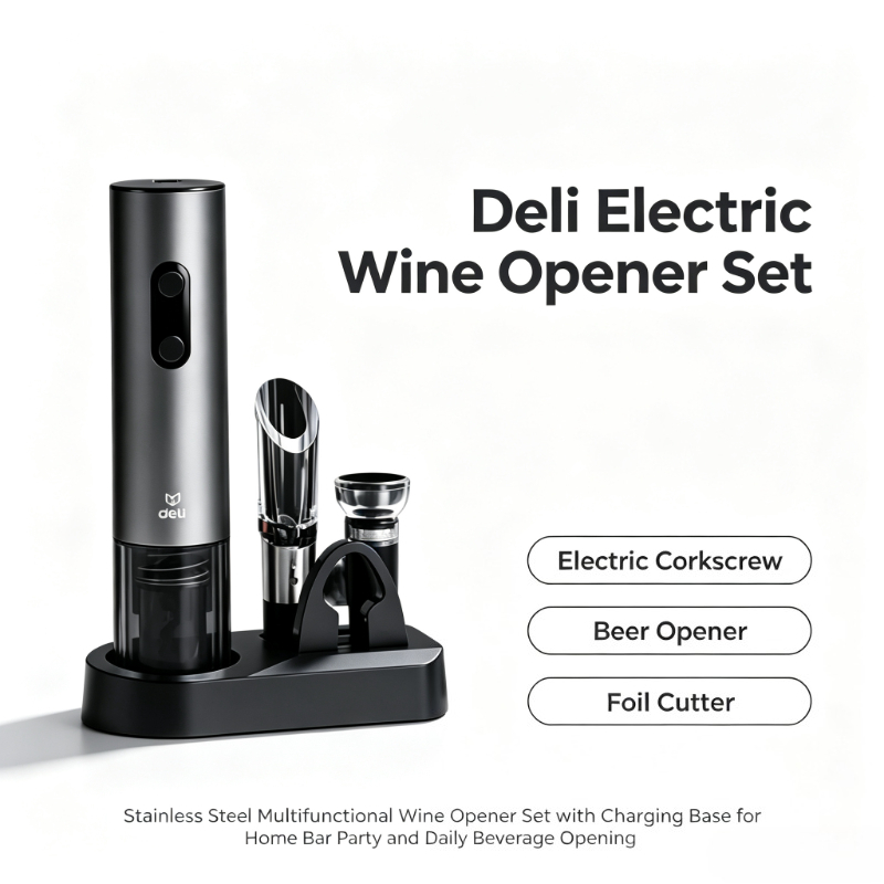 Wine Beer Deli - Deli Elektrikli Şarap Açacağı Seti Paslanmaz