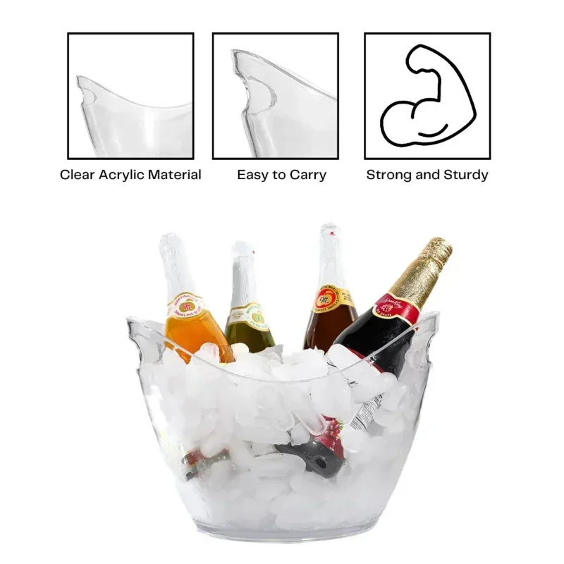 4/8L Şeffaf Buz Kovası Buz Küp - Wine Beer Champagne incelemesi ve fiyatı